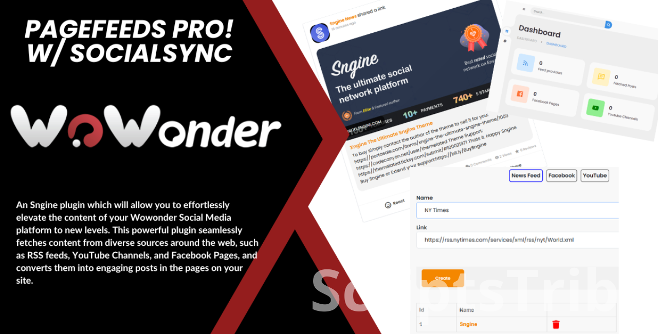 PageFeeds Pro with SocialSync for WoWonder